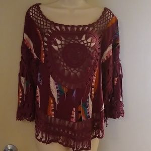 Beautiful burgundy crochet like top
